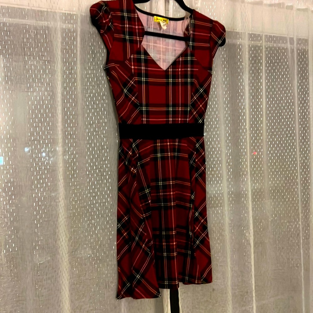 Plaid mini dress, fit and flare, size s